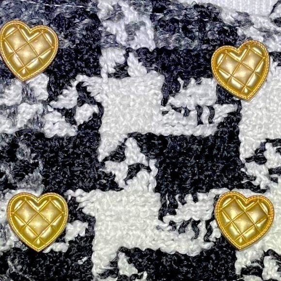 Dog Dress Black & Cream Jumper with Gold Buttons And Black Bow with Pearl - Picture 6 of 16